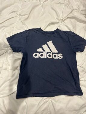 adidas Navy Short Sleeve Tee with White Logo